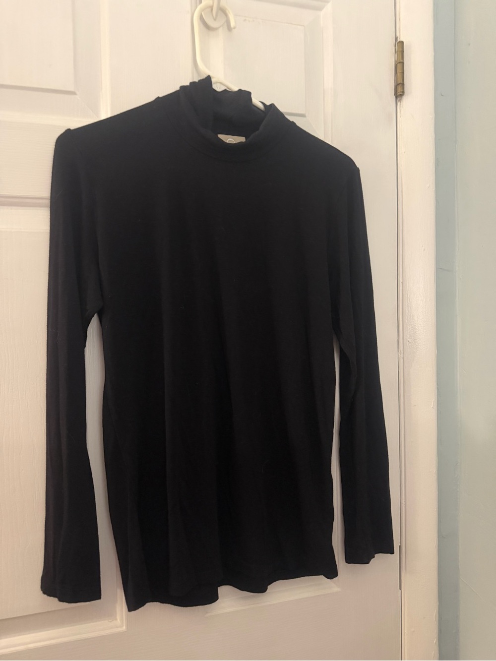 Anthropologie Dolan Left Coast Black Mock Neck Top Medium Made in USA